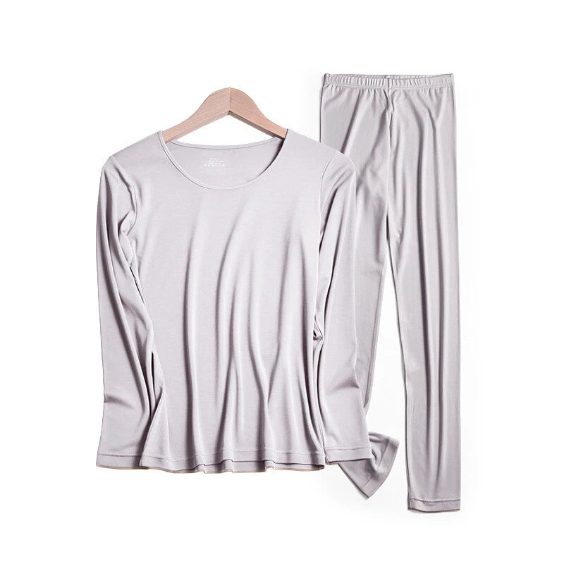 Fashion Winter Women's Pajama Set Thin Warm Underwear Tops Slim Bottom Pants
