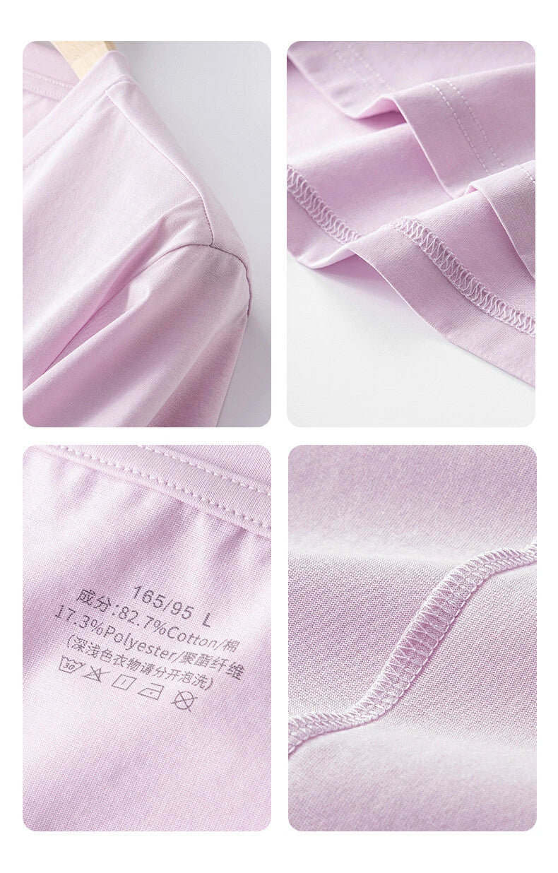 Summer Women's Cotton Antibacterial Thin Suitable Home Trip Pajamas Set-