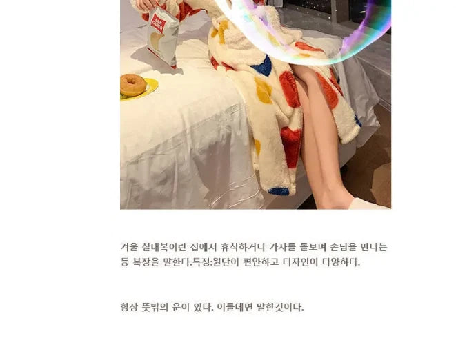 Coral Fleece Nightgown Women Flannel Plus Velvet Princess Sweet Bathrobe Pajamas