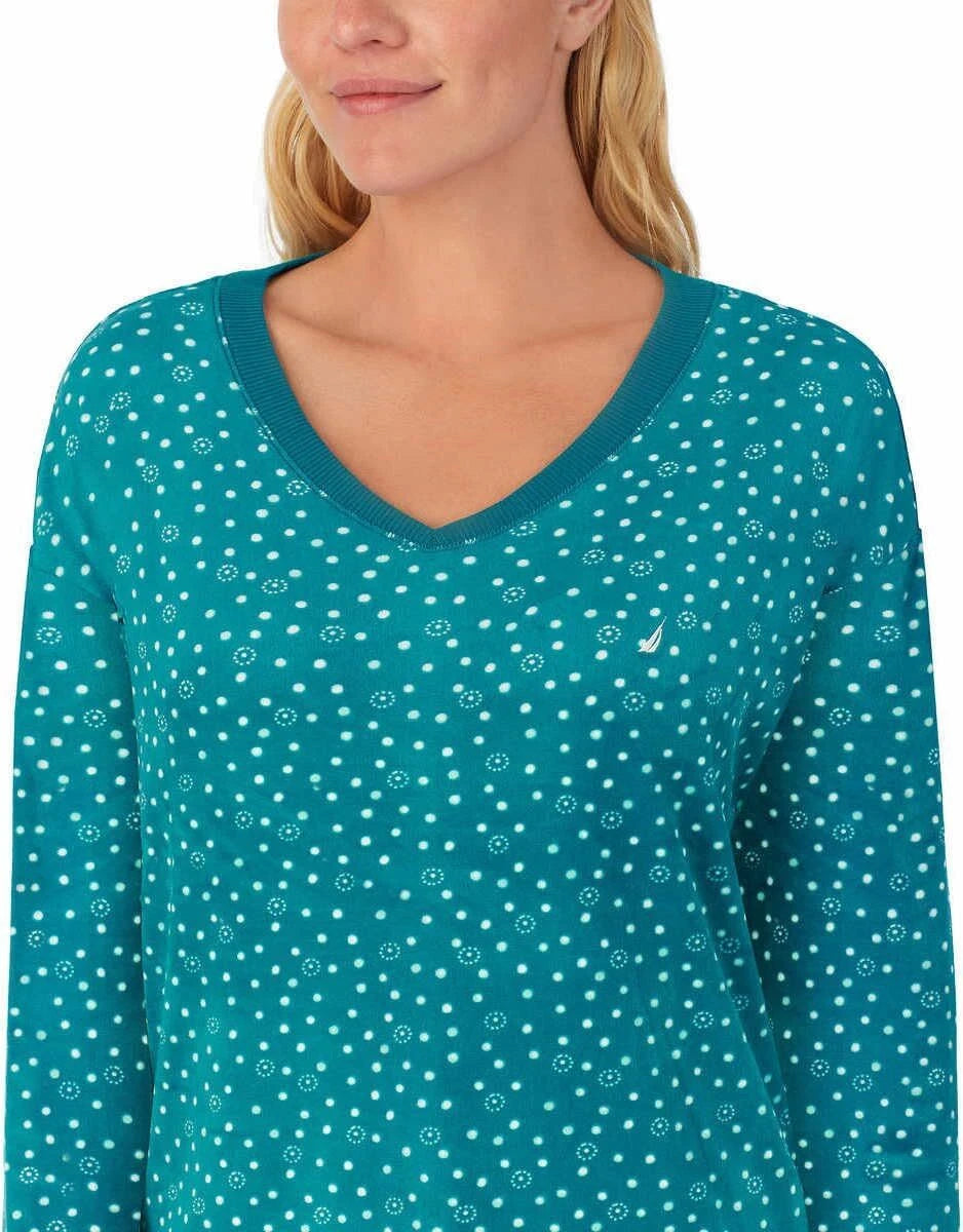 Nautica Womens 2 Piece Stretch Fleece Pajama Set (US, Alpha, Large, Regular, Reg