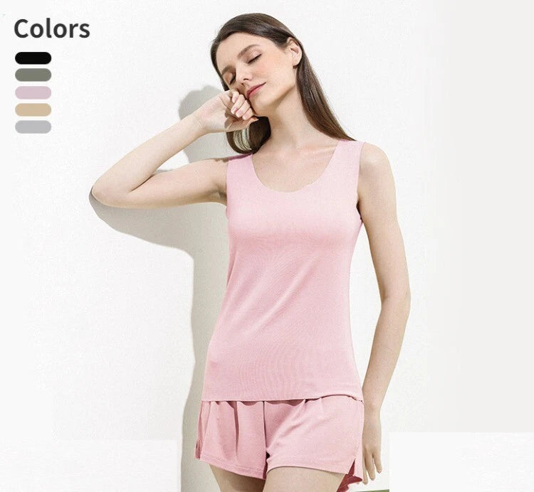 Women's Pajamas Set Comfy Casual Bacteriostasis Modal Summer Vest and Shorts