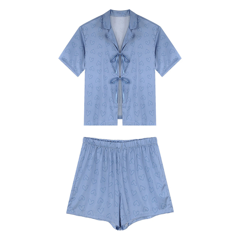 Women Nightwear Casual Pajamas Set Soft Sleepwear Ice Cool Homewear Summer