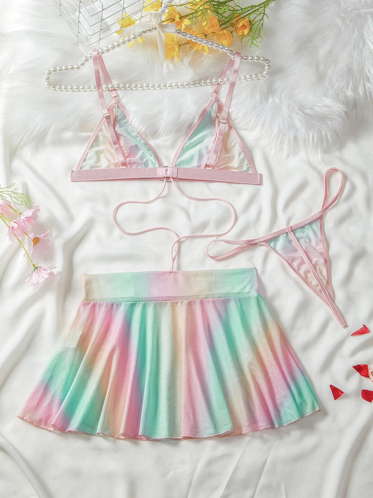 Women Sexy Lingerie Sleepwear Underwear Nightwear Babydoll Lace Bra Thong Set US