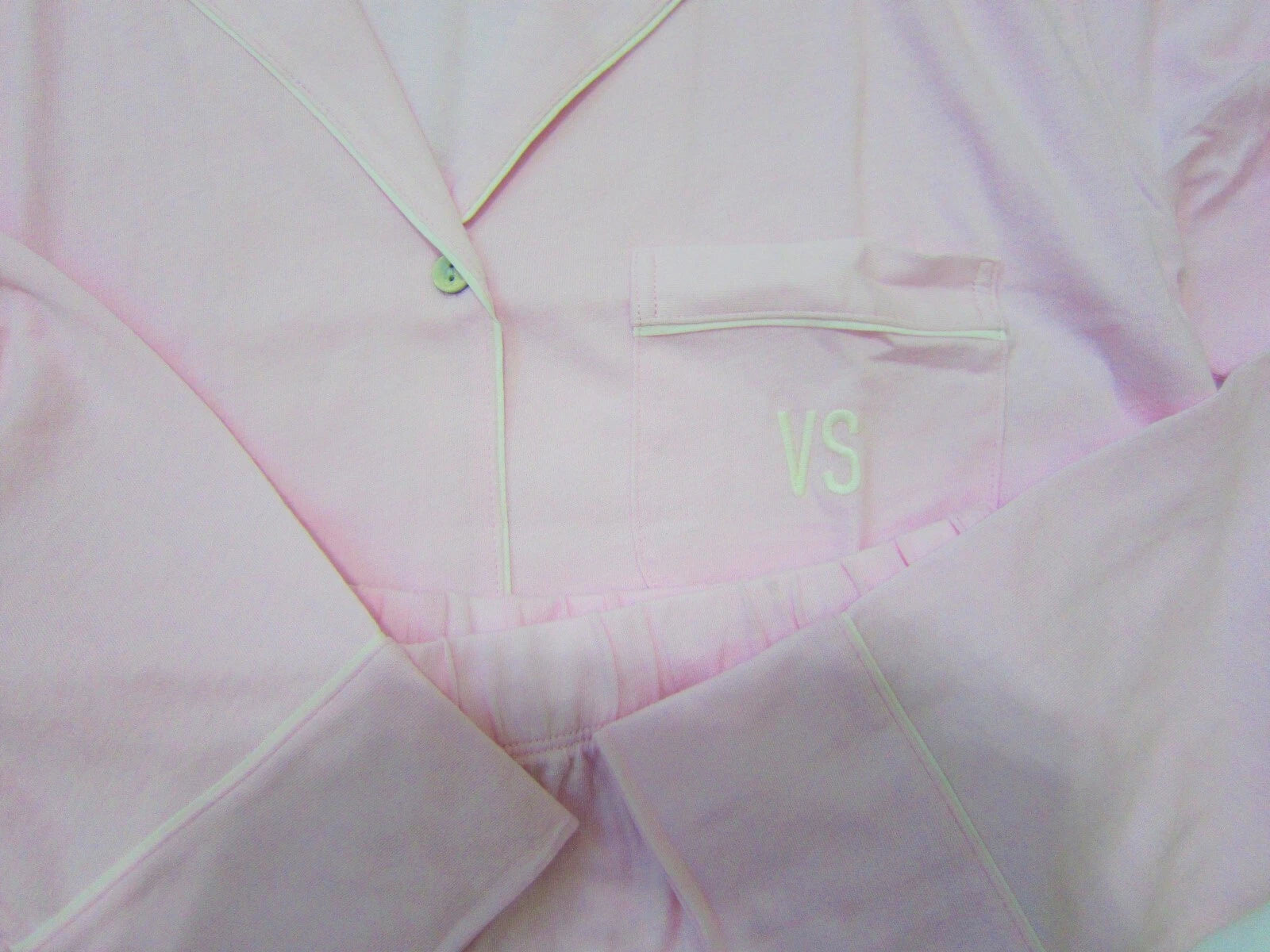 Victoria Secret SLEEPOVER KNIT LIGHTWEIGHT COTTON PINK SHIRT PANT PAJAMAS SET S