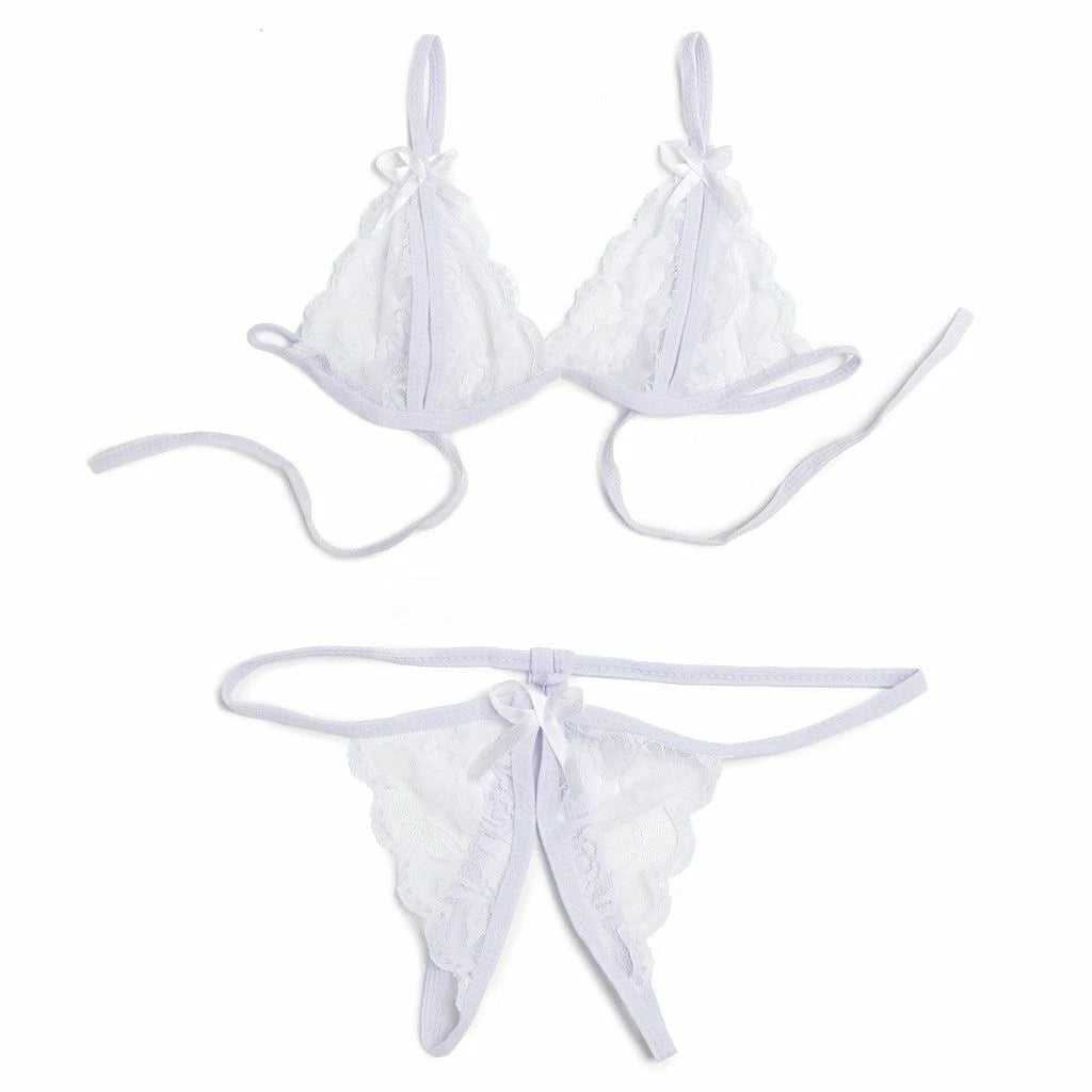 Sexy Lingerie Lace Bra G-string Thong Set Babydoll Sleepwear Underwear Nightwear