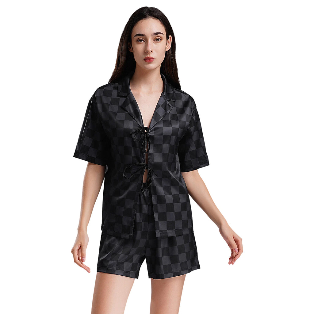 Women Nightwear Casual Pajamas Set Soft Sleepwear Shiny Homewear Comfortable