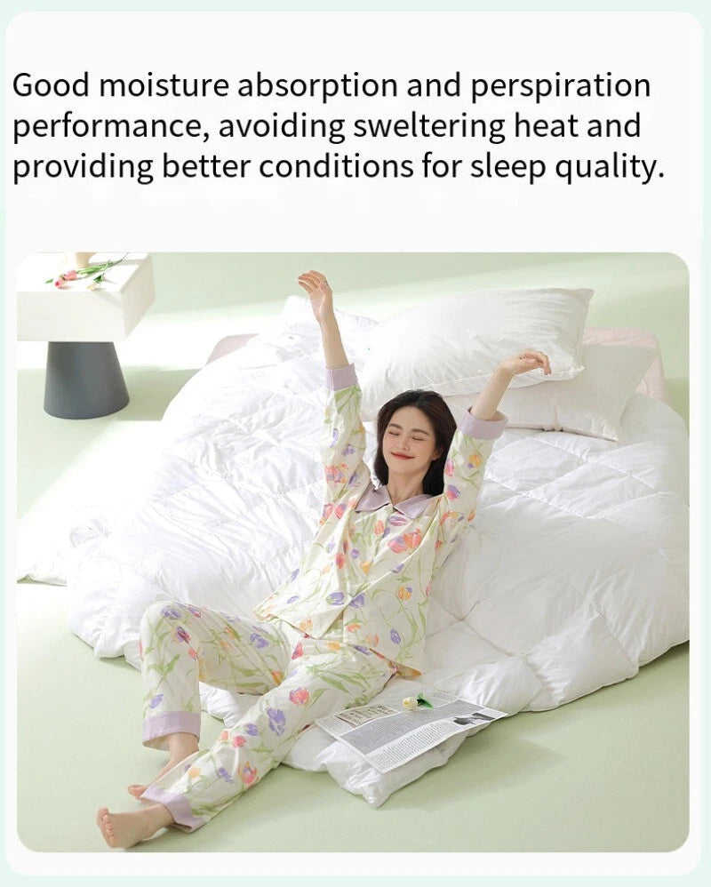 Fashion Women's Home Clothes Print Pajama Set Soft Comfortable Autumn Sleepwear