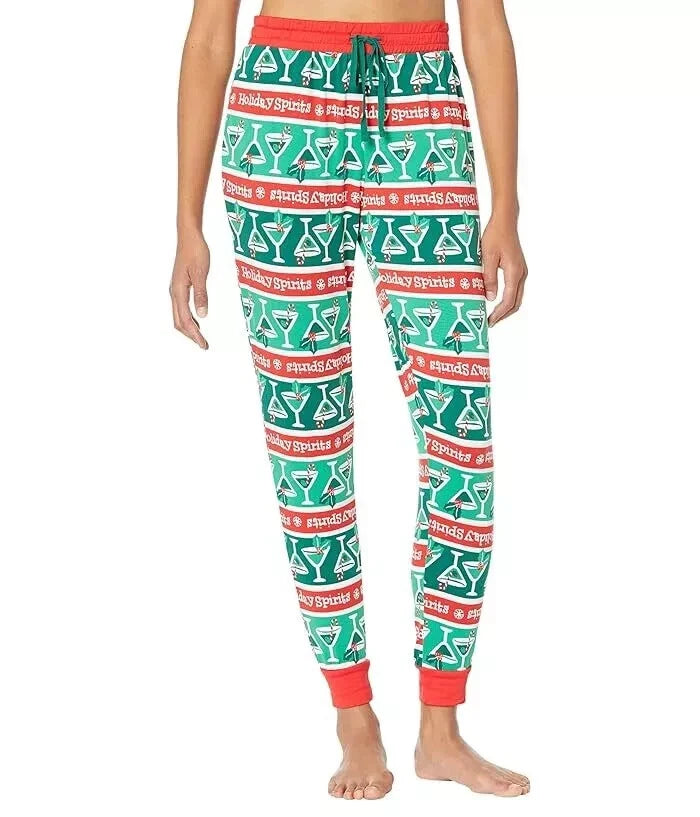 Pajamarama Merrily Coupled Long Pajama Sets Womens Green Holiday Spirits JDM1214