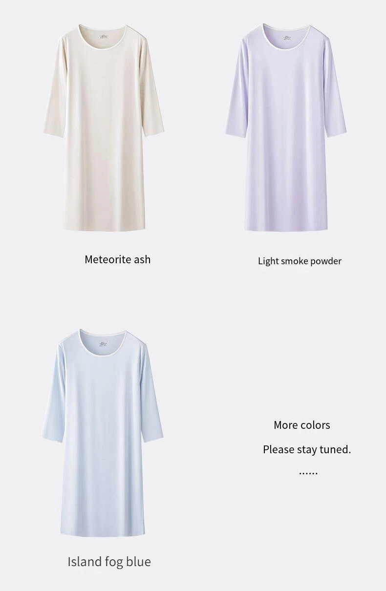 Fashion Spring Women's Three Quarter Sleeves Breathable Comfortable Nightgown Clothing-