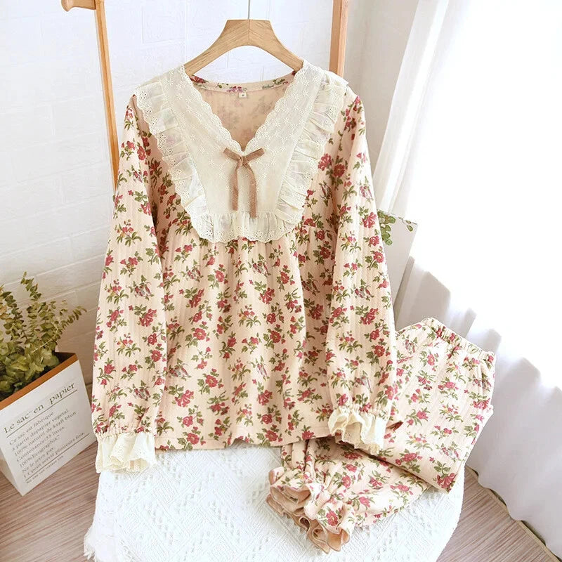2023 Women's Pajamas Suit Cardigan Winter Pyjamas Sets Home Clothes Sleepwear