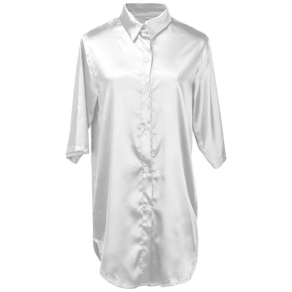 Women's Sexy Satin Sleep Shirt Lingerie Nightgown Sleepwear Silk Bathrobe Pajama