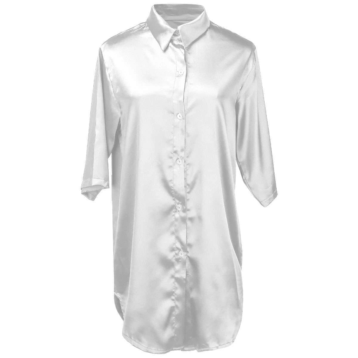 Women's Sexy Satin Sleep Shirt Lingerie Nightgown Sleepwear Silk Bathrobe Pajama