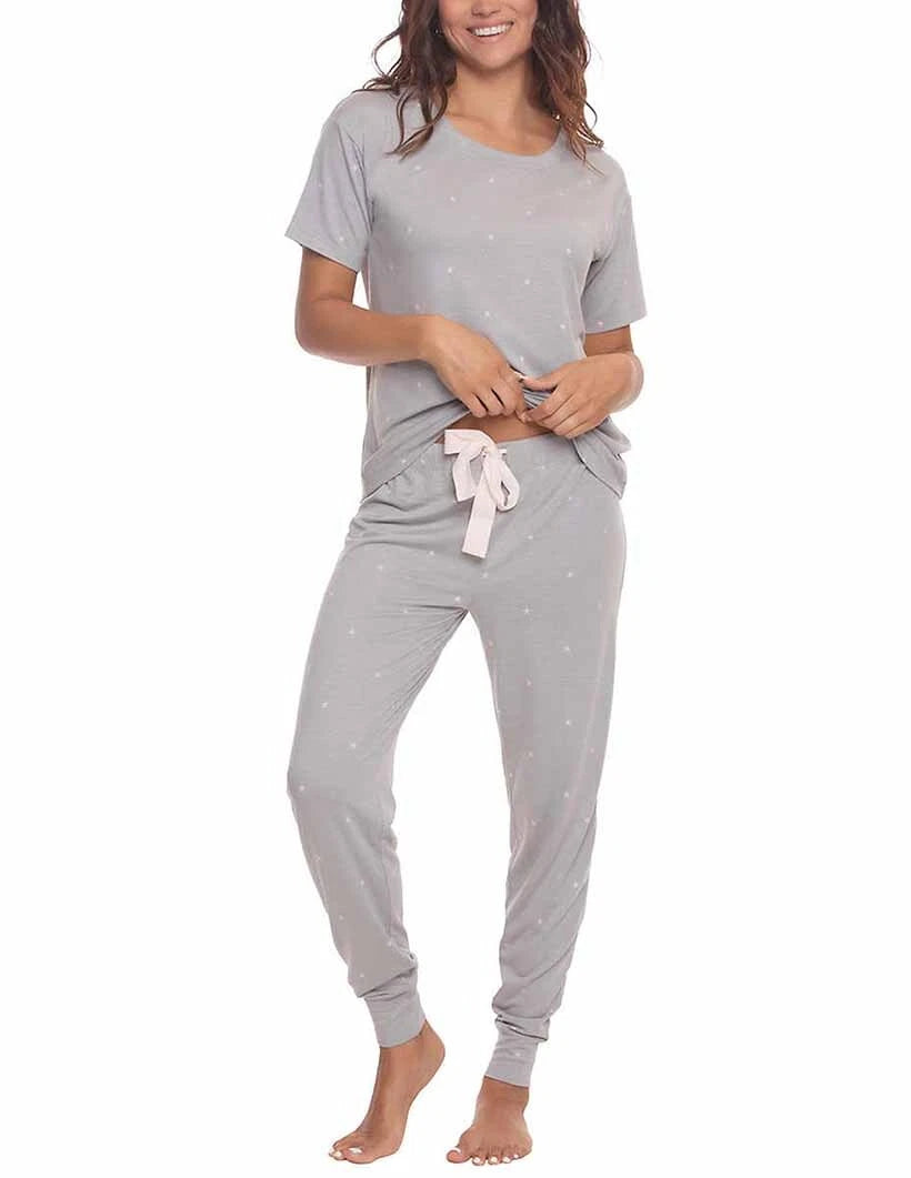 Felina Women's 3 Piece Pajama Set Jogger Shorts Crew Neck Tee