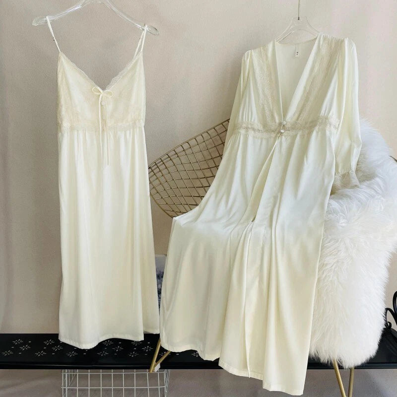 2023  Women's robe pajama set sexy lace suspender pajama dress bathrobe