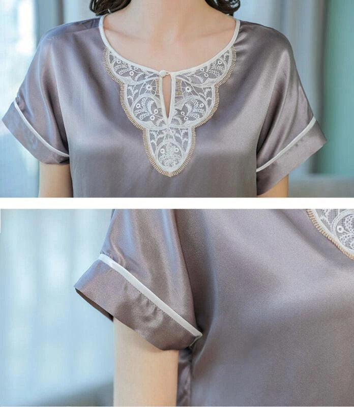 New Women Silk Pajamas Set,2 pieces,100% Mulberry Silk Sleepwear Nightwear U7198