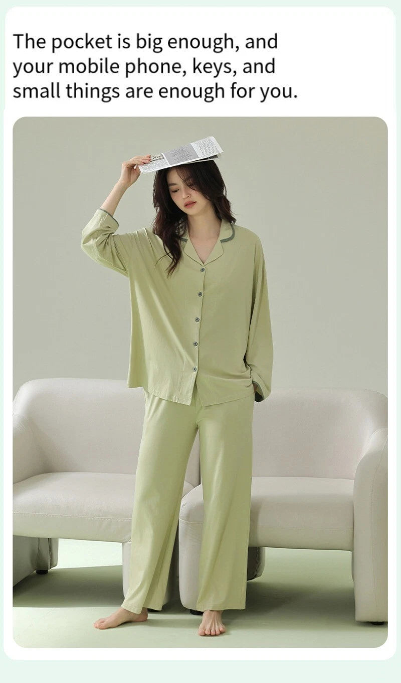 Women's Pajamas Antibacterial Dust Mite Resistant Solid Color Homewear Pajamas-