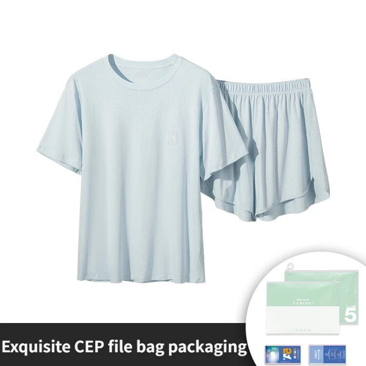 Women's Anti Bacterial Short Sleeve Lounge Loose Fit Cotton Summer Pajama Set