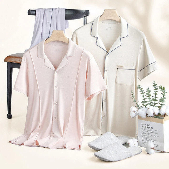 New Summer Women's Antibacterial T-Shirt Bermuda Comfortable Casual Size Pajamas Set-