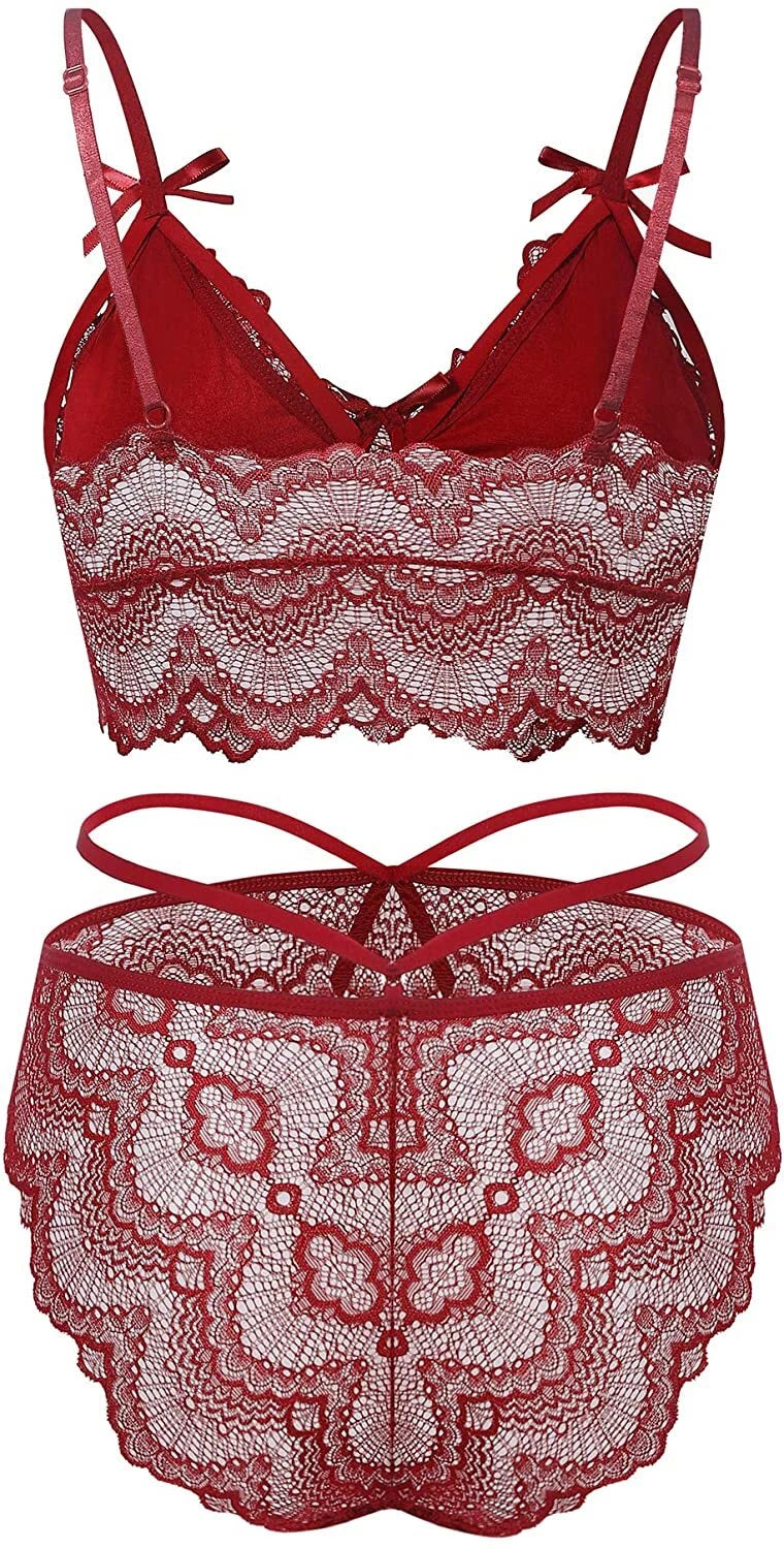 Two Piece Women Sexy Lingerie Set Lace Bra and Panty Set Babydoll Sleepwear US