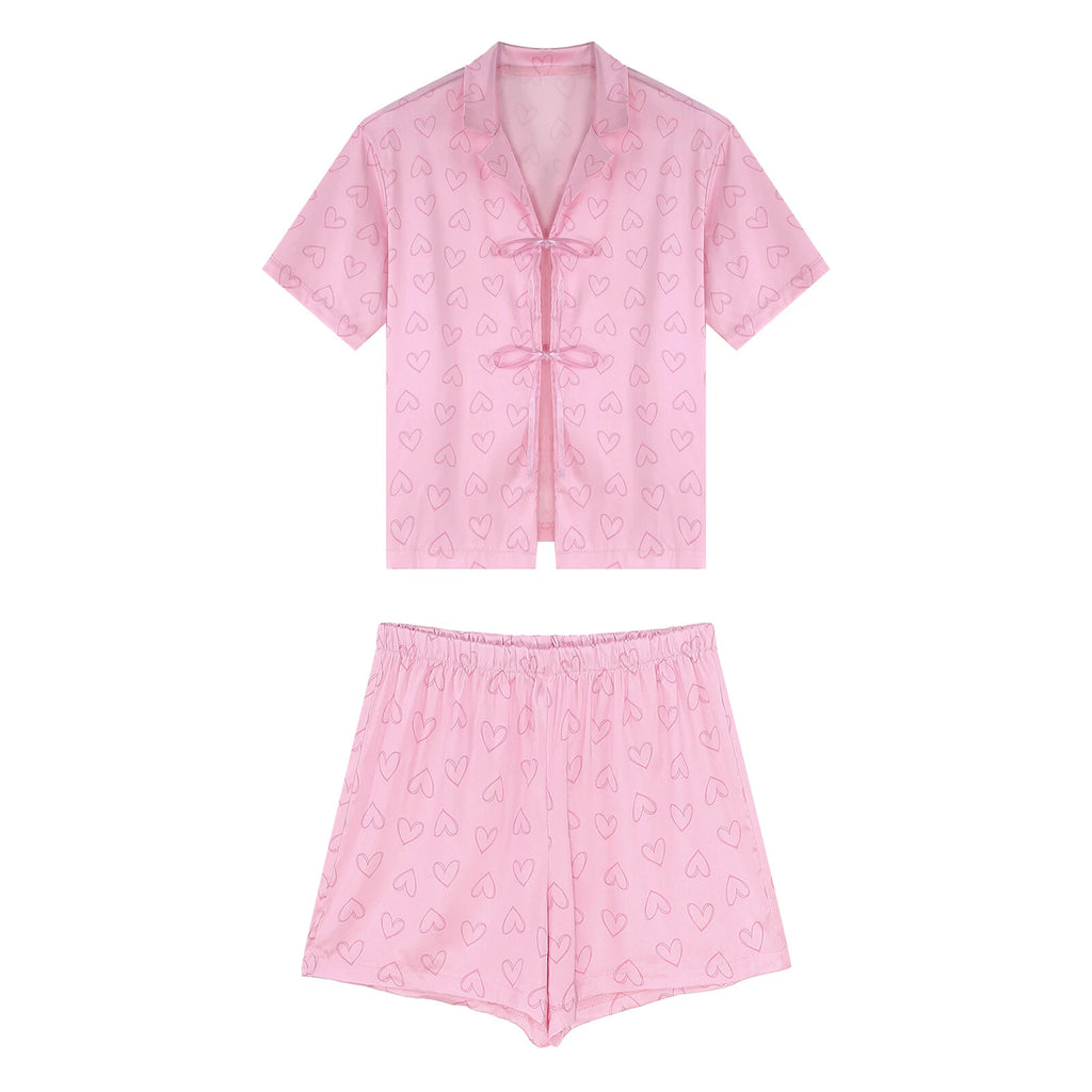 Women Nightwear Casual Pajamas Set Soft Sleepwear Shiny Homewear Comfortable