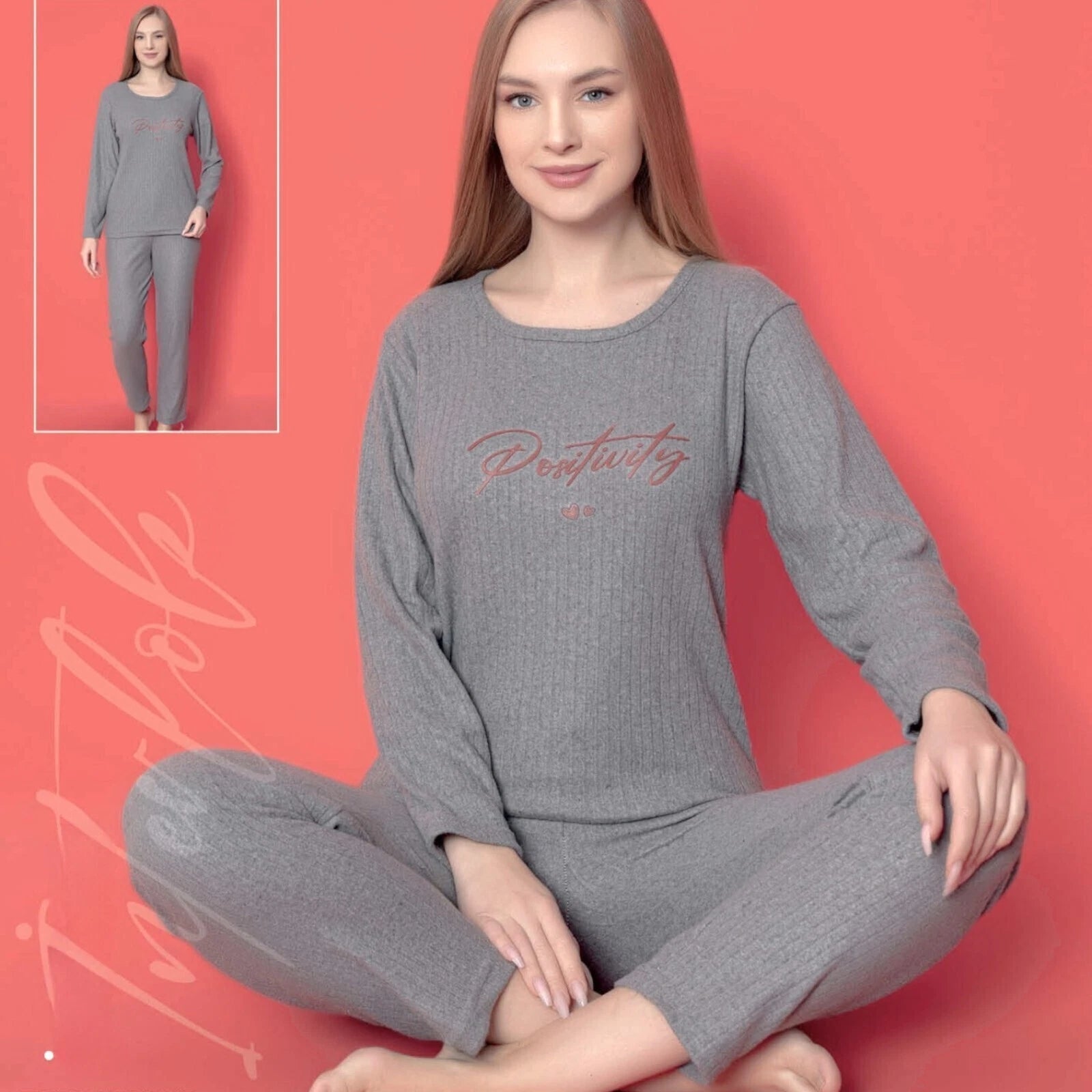 Joblot Ladies Pyjama Set Pyjamas With Long Sleeve And Trousers Homewear M-2XL-