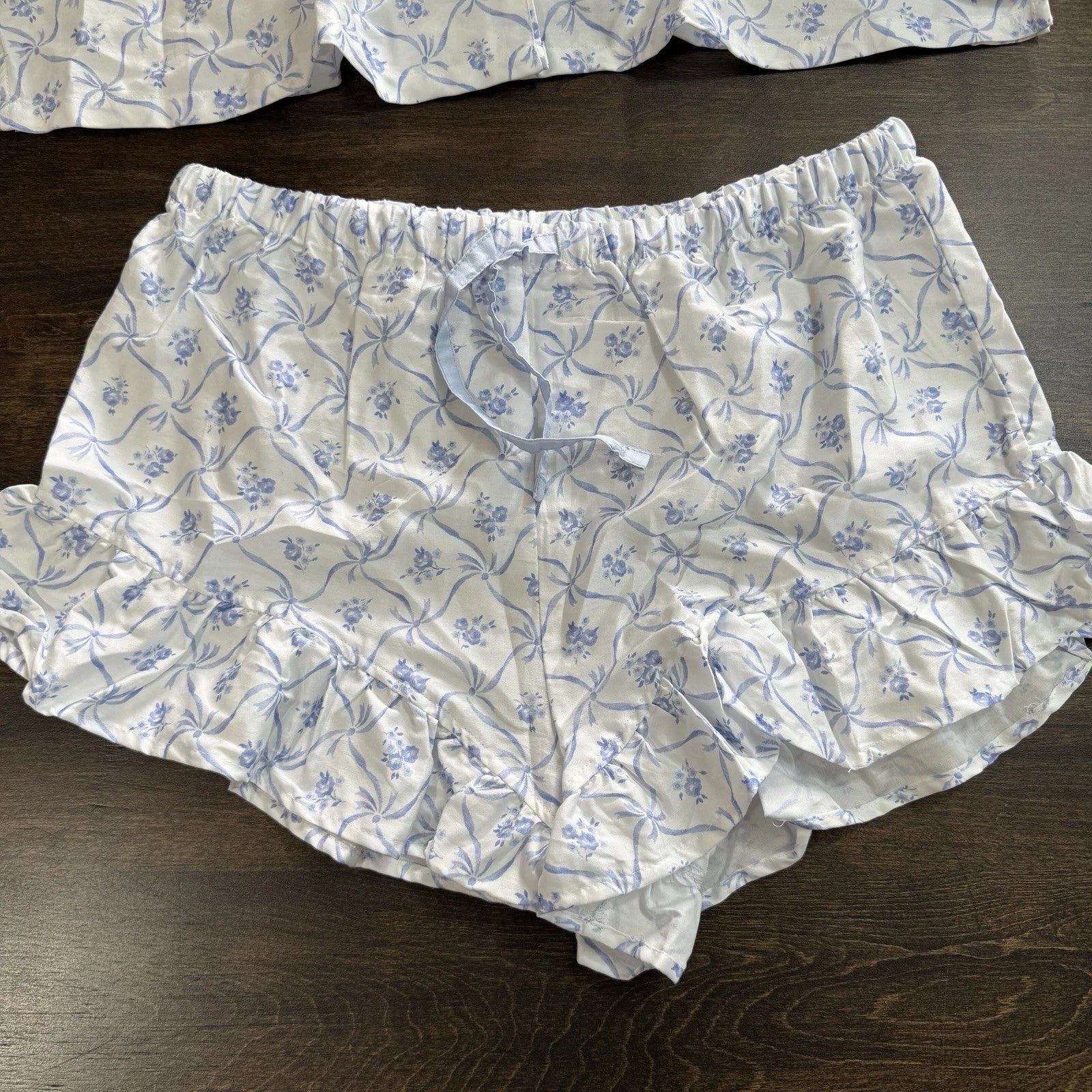 POTTERY BARN LoveShackFancy FLORAL TRELLIS SATEEN PAJAMA SET~PINK & BLUE AVAIL