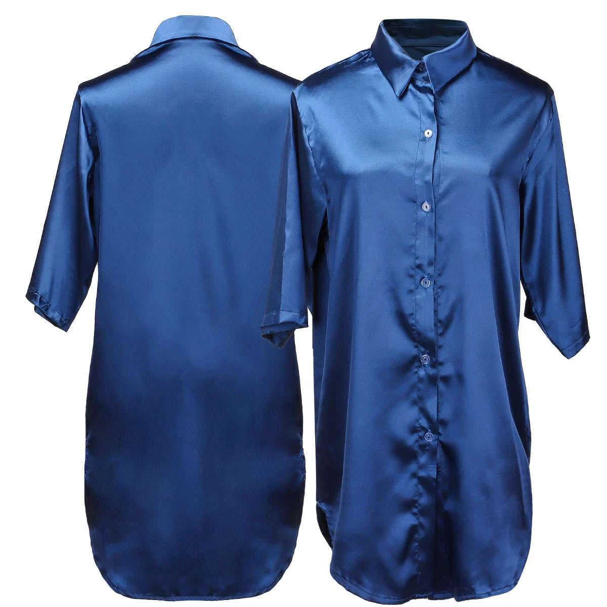 Women's Sexy Satin Sleep Shirt Lingerie Nightgown Sleepwear Silk Bathrobe Pajama