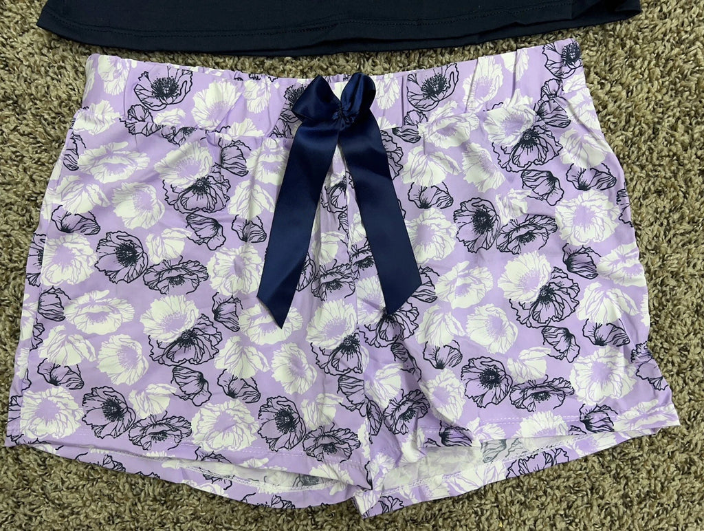 Women's talulah blue top with purple shorts  pajama set
