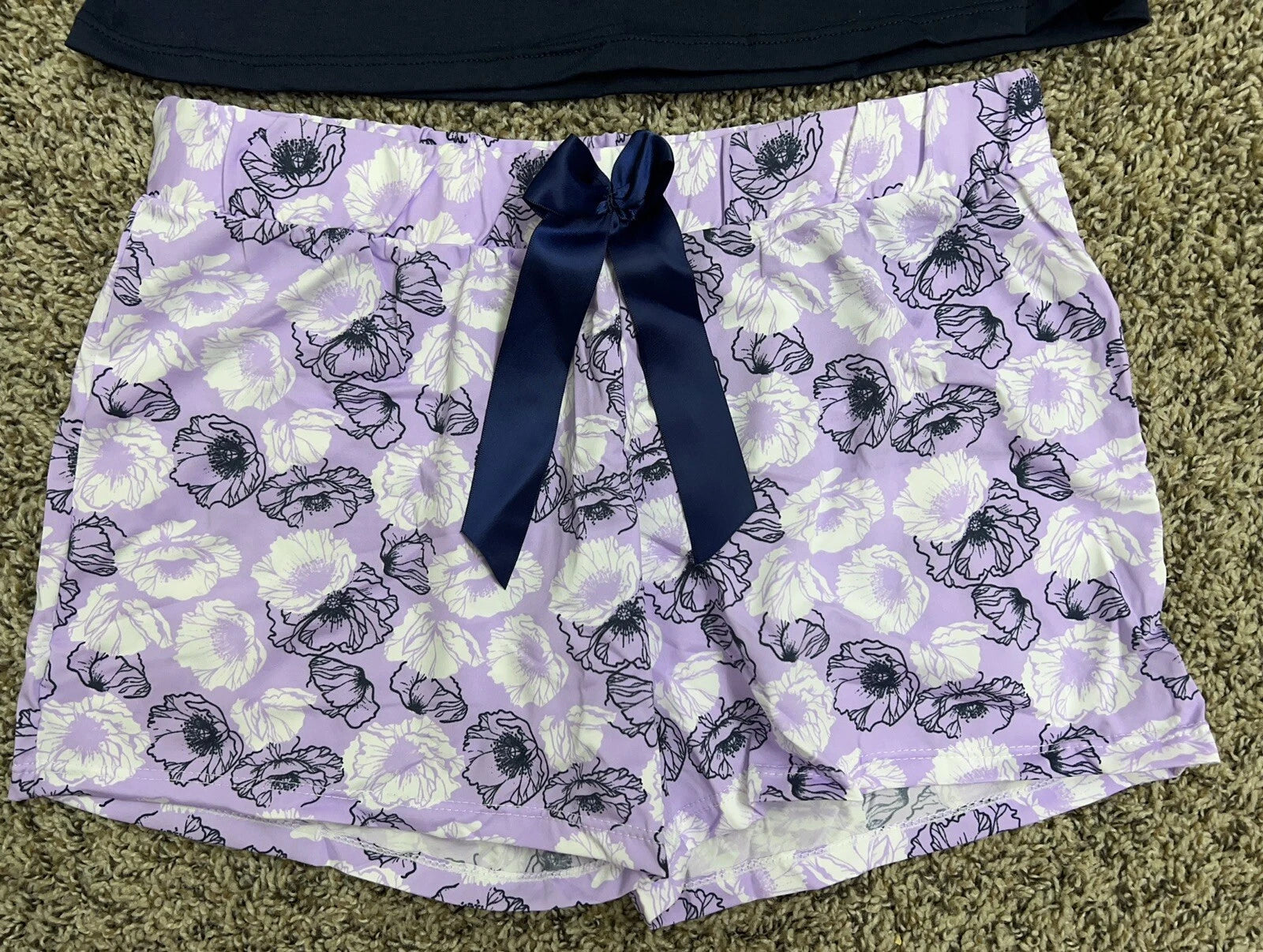 Women's talulah blue top with purple shorts  pajama set