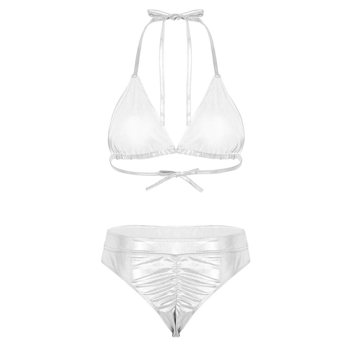 Women's Floral Lace Lingerie Bra Set Crotchless Thong G-string Cupless Bralette