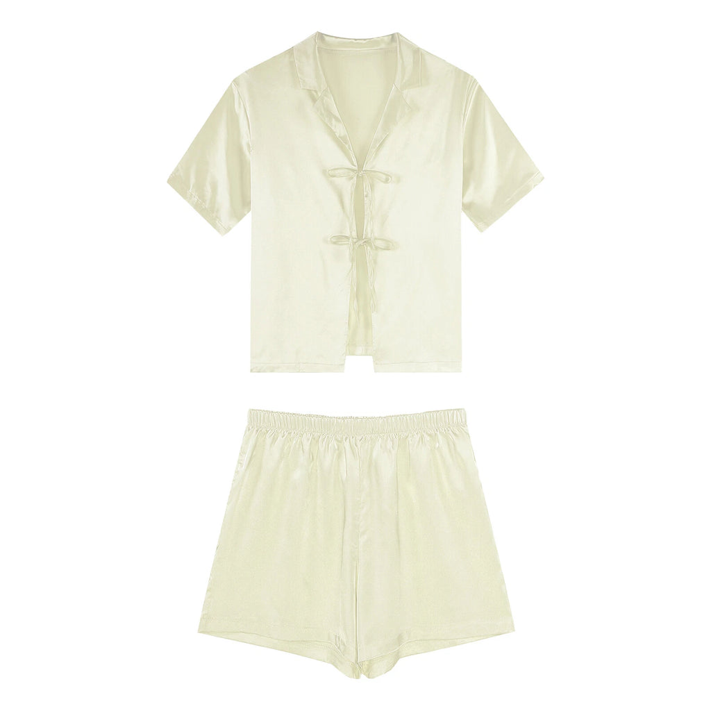 Women Nightwear Casual Pajamas Set Soft Sleepwear Shiny Homewear Comfortable