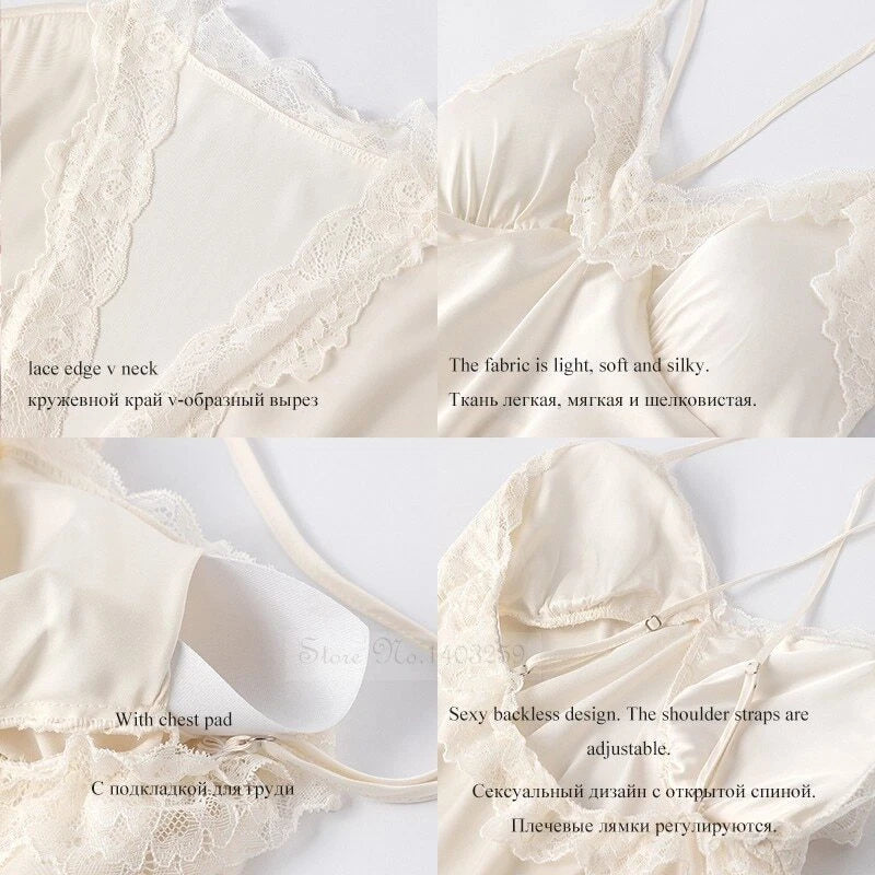 2023  Women's robe pajama set sexy lace suspender pajama dress bathrobe