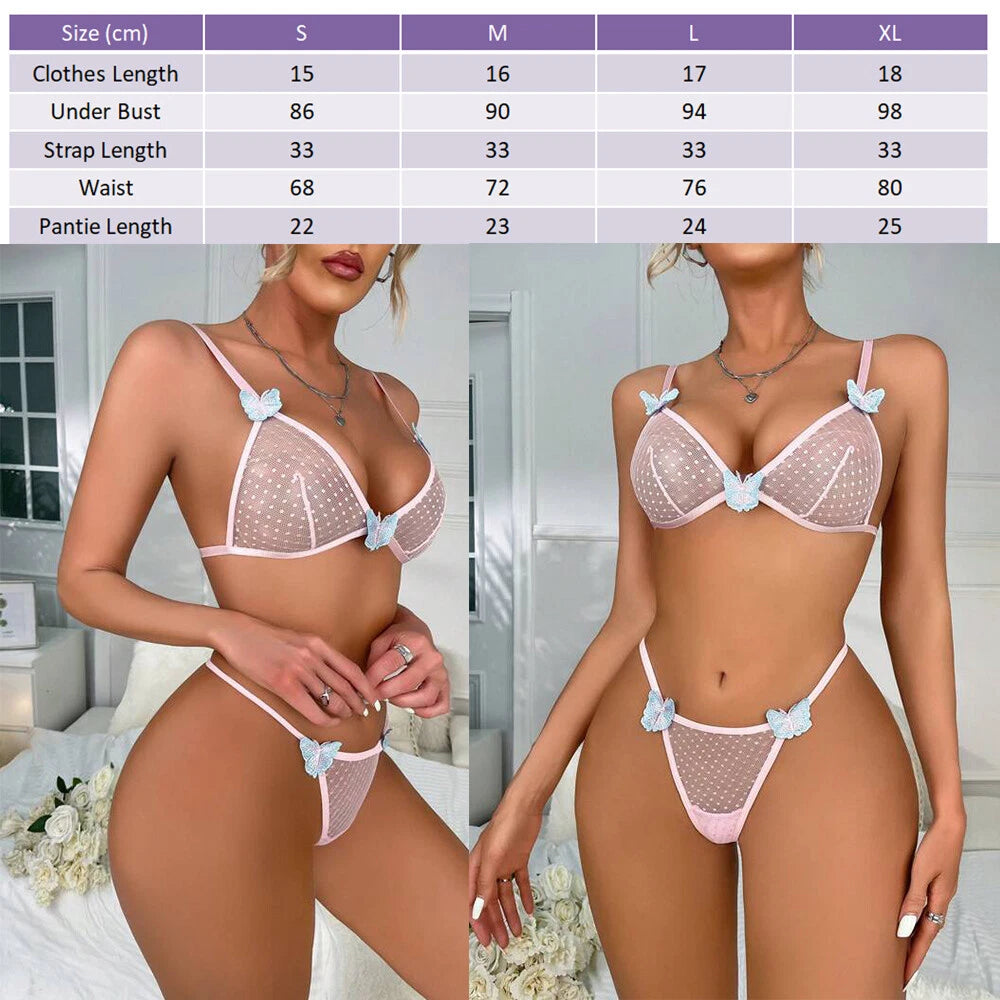Sexy Lingerie Women's Lace Babydoll Bra Thong Set Sleepwear Underwear Nightwear