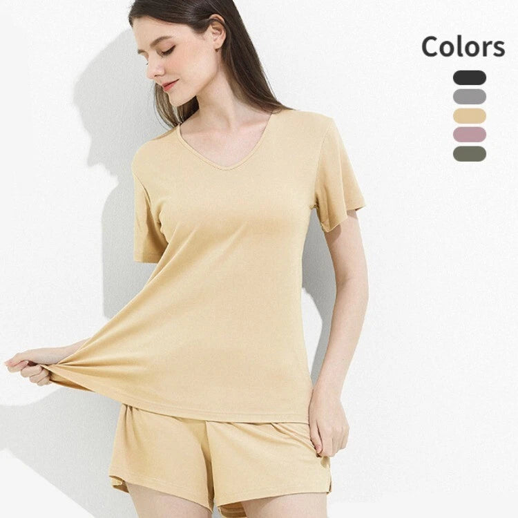 Women's Pajama Set Simple Casual Summer Comfortable Breathable Short Sleeve