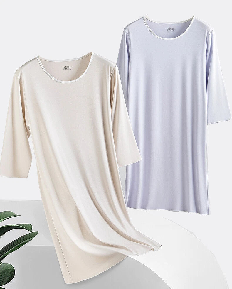 Fashion Spring Women's Three Quarter Sleeves Breathable Comfortable Nightgown Clothing-