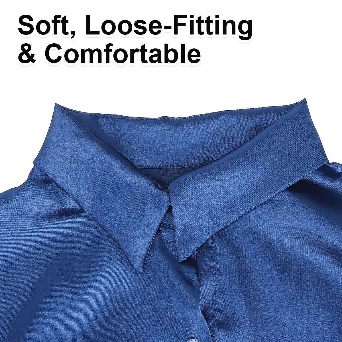 Women's Sexy Satin Sleep Shirt Lingerie Nightgown Sleepwear Silk Bathrobe Pajama