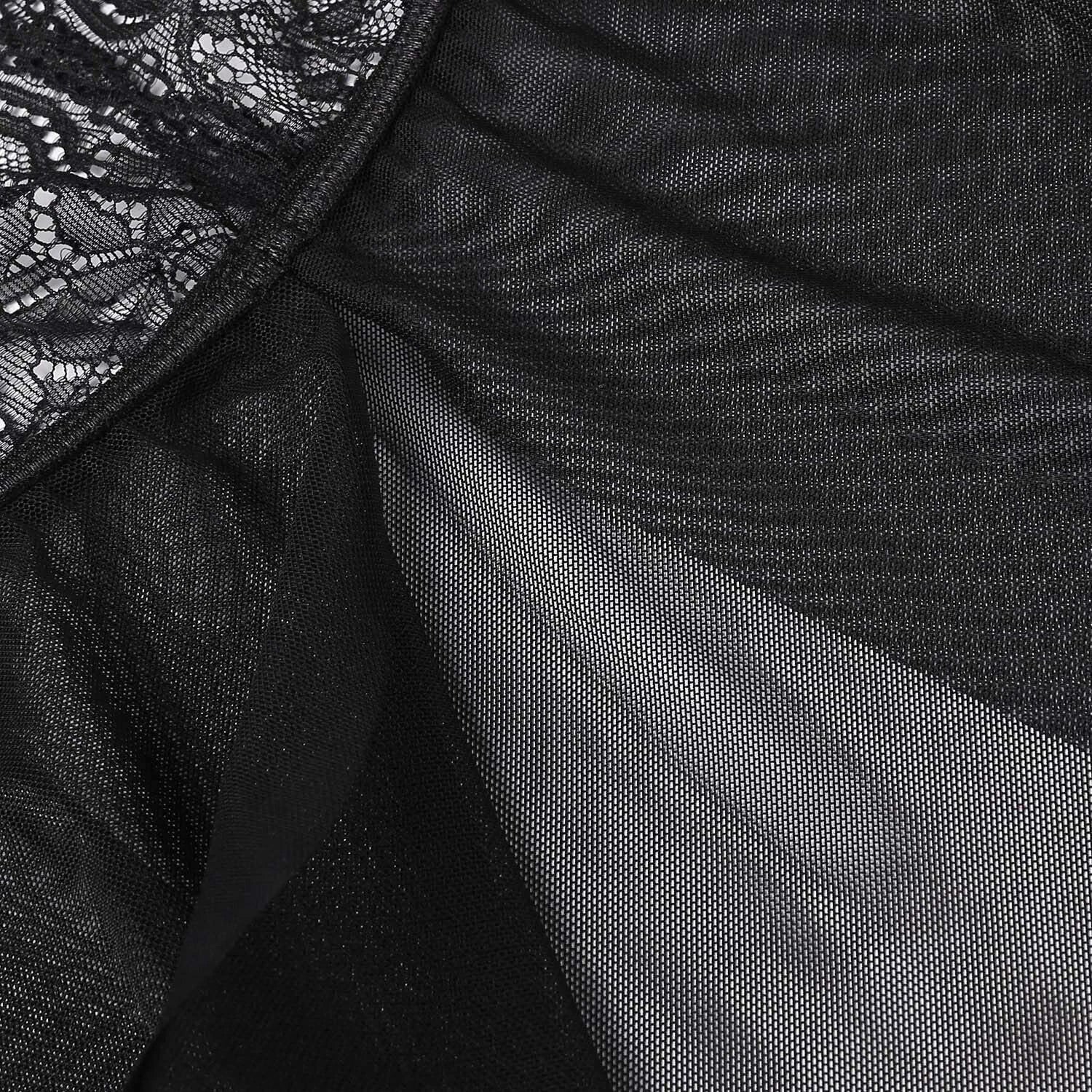 Women Sexy Lingerie Lace Babydoll V Neck Chemise Teddy Strap Sleepwear Panty Set