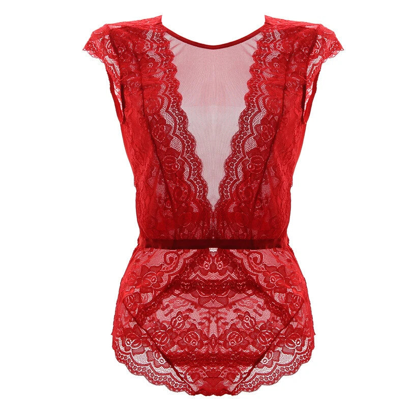 Womens Sexy Lingerie Lace Romper Teddy One Piece Bodysuit Babydoll Sleepwear US