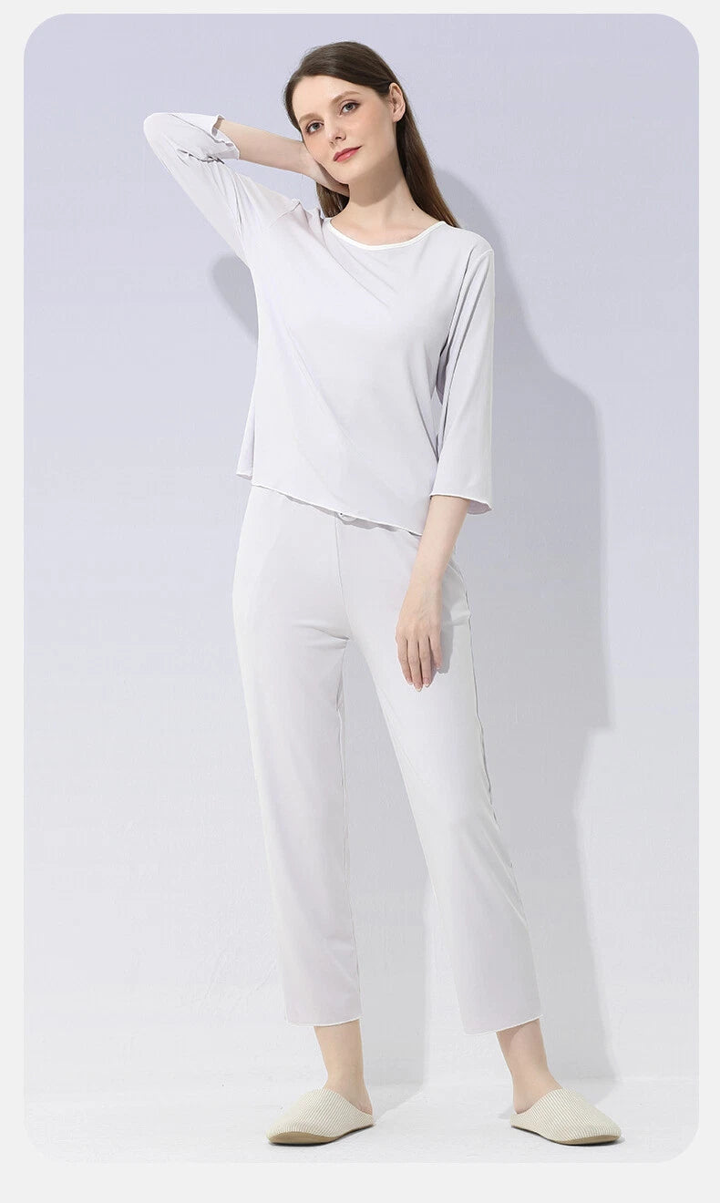 High Quality Autumn Women's Solid Color Casual Sleeve Pants Leisure Home Wear