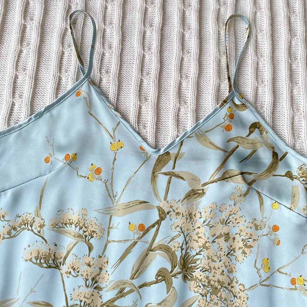 Floral Print Cami Tops Ruffle Hem Shorts Pajama Set Women's Sleepwear Loungewear