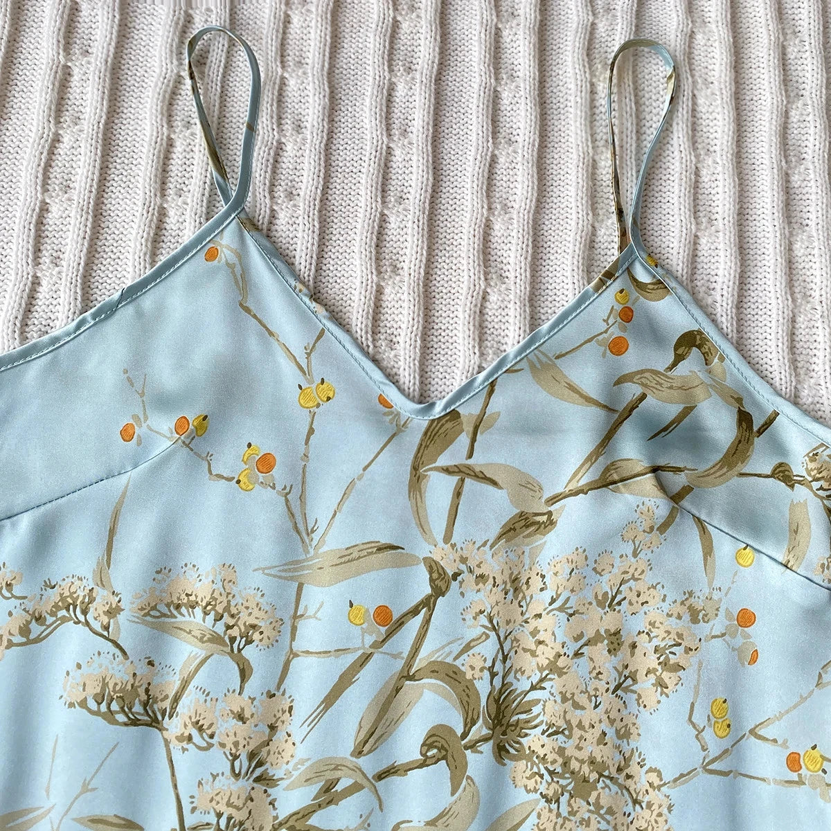 Floral Print Cami Tops Ruffle Hem Shorts Pajama Set Women's Sleepwear Loungewear