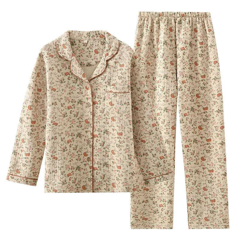 2023 Women's Pajamas Suit Cardigan Winter Pyjamas Sets Home Clothes Sleepwear