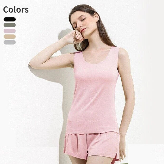 Comfortable Women Summer Pajamas Set Comfortable Casual Bacteriostasis Vest And Shorts-