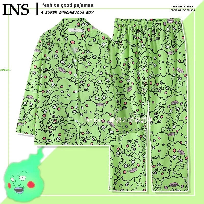 Mob Psycho 100 Mobu Saiko Hyaku Dimple Long sleeves Shorts Leisure Wear Pajamas