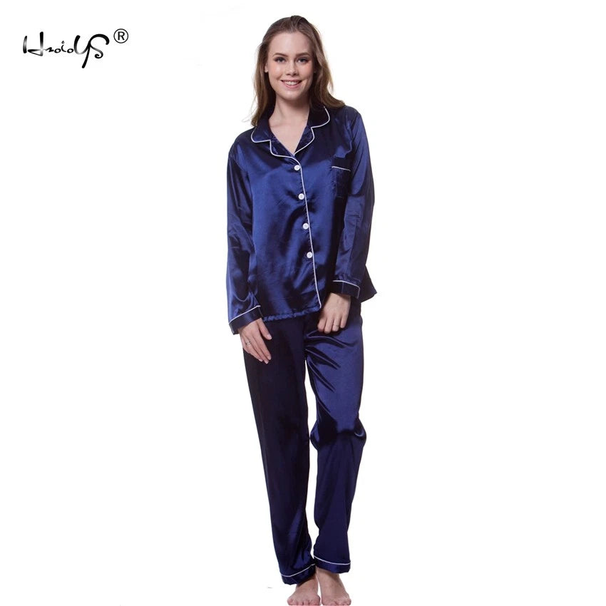 Womens/Ladies Long Sleeve Silk Satin Pyjamas Pyjama PJs Soft Silk PJS Nightwear