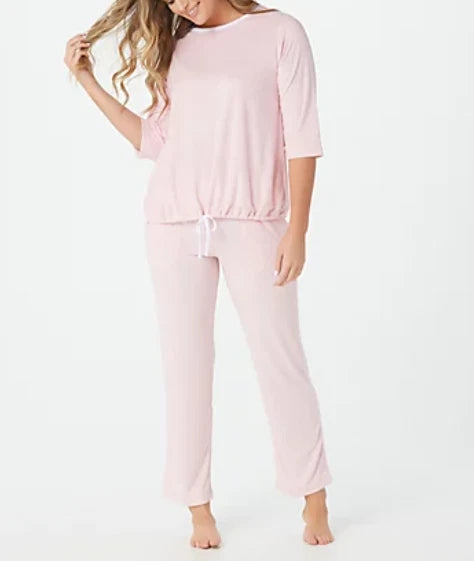 Stan Herman - Silky Baby Terry Pajama Lounge Set - Blush Pink