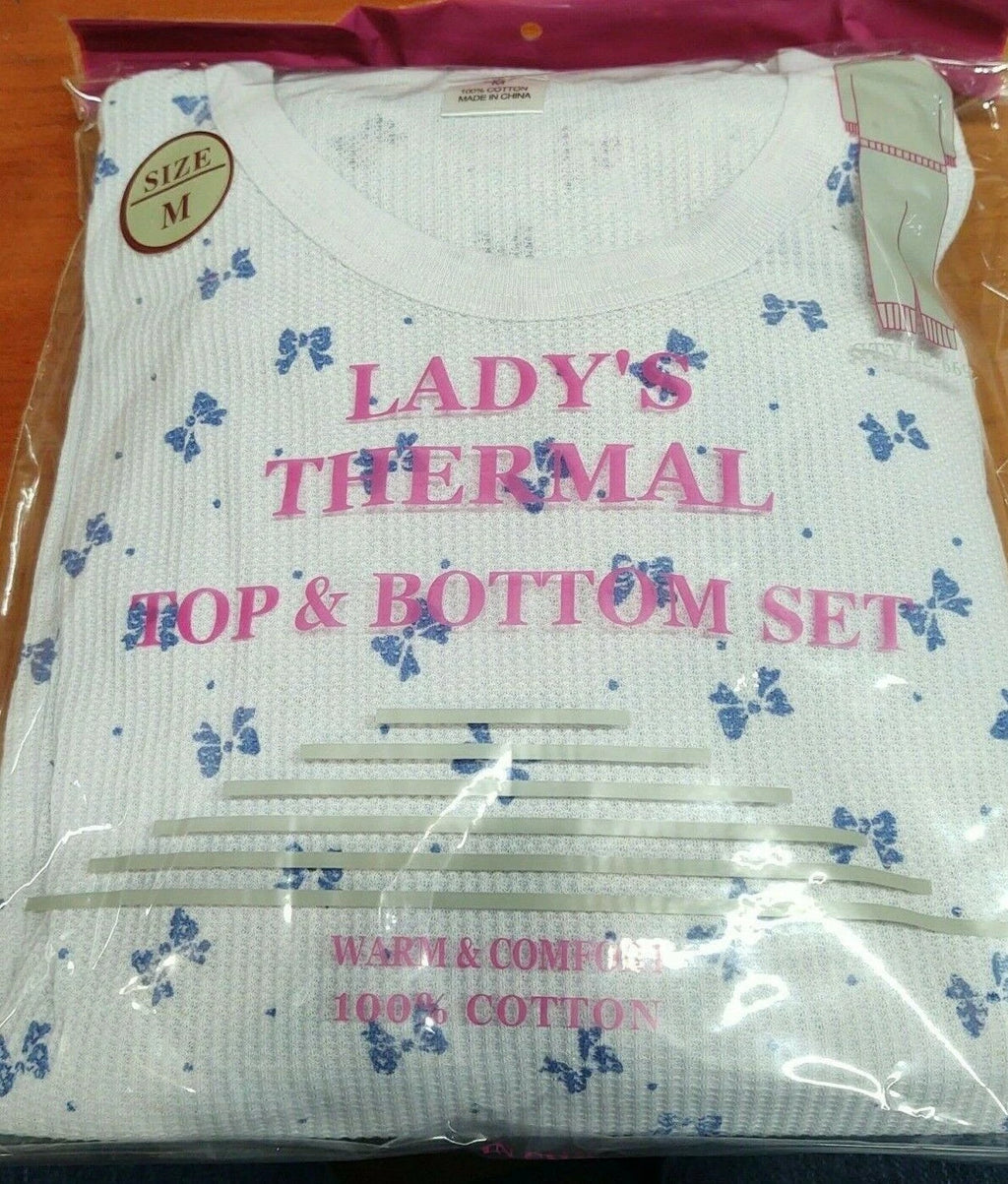 WOMEN'S Thermal TOP & BOTTOM SET Waffle Knit Long Johns Warm Underwear PJ'S 2pcs