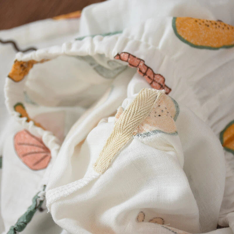 Women Pajamas Set 100% Cotton Printed Sleepwear Casual Nightwear Gauze Home Wear