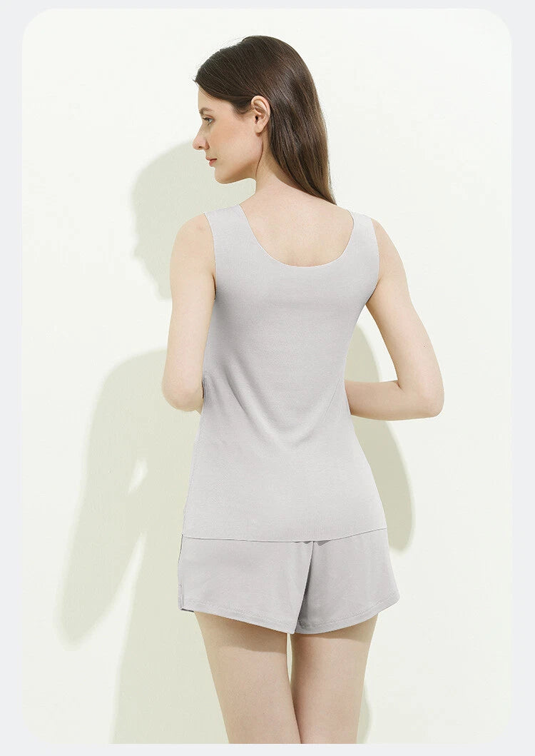 Comfortable Women Summer Pajamas Set Comfortable Casual Bacteriostasis Vest And Shorts-