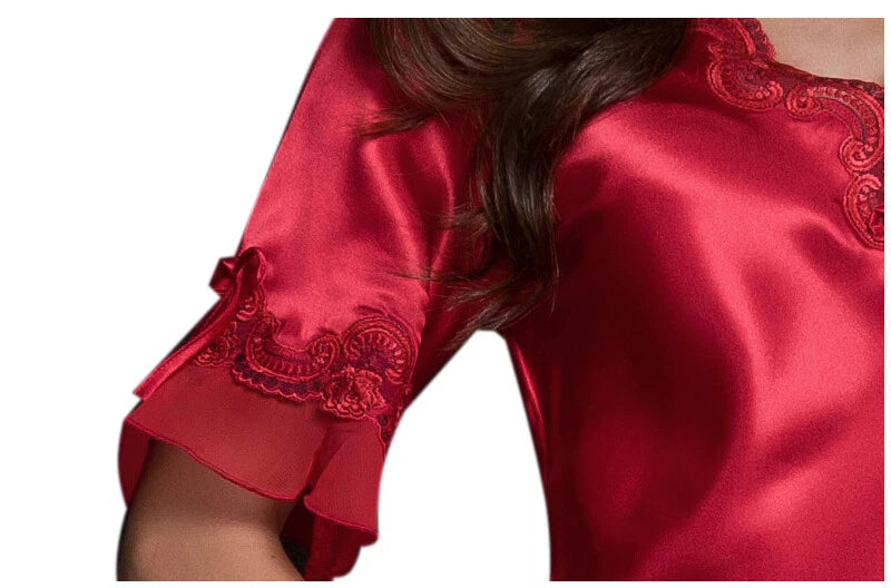 Women Satin Silk Lace Dress Sleepwear Lingerie Short Mini Nightdress Nightgown